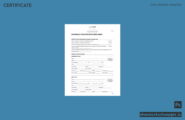 Beispielvorschau eines US-amerikanischen Heiratsregistrierungsformulars
